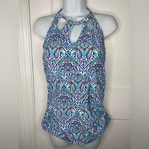 Leilani NWT Blue & White Patterned Halter Bathing Suit Top Pictured AS-IS - Picture 1 of 7